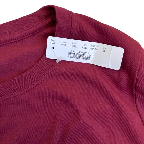 J. Crew NWT Womens Sz S Essential Pocket Tee Burgundy Long Sleeve 100% Cotton - Picture 6 of 14
